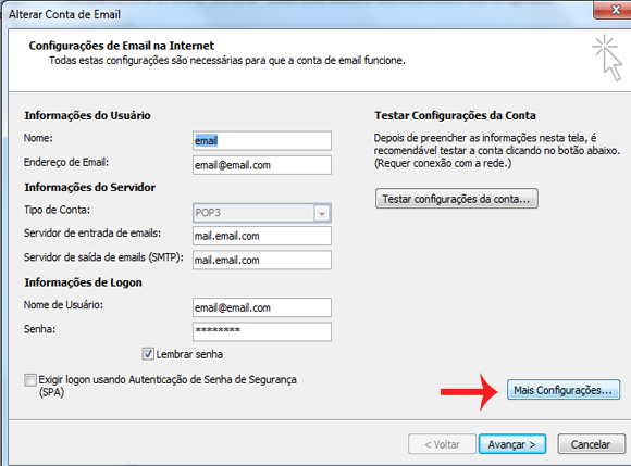 Configurar E-mails POP3 no Outlook - Base de Conhecimento